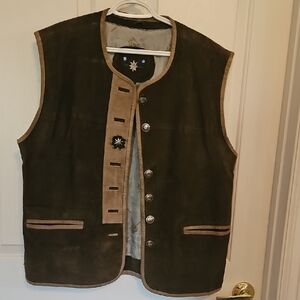 Womens German Trachten Brown Suede Vest